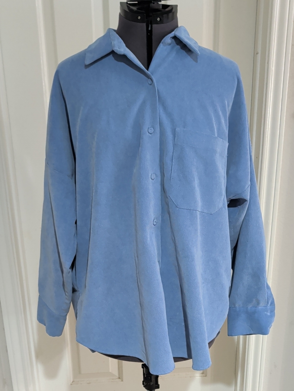 Zara Men’s Sky Blue Corduroy Button-Down Shirt Men's Large